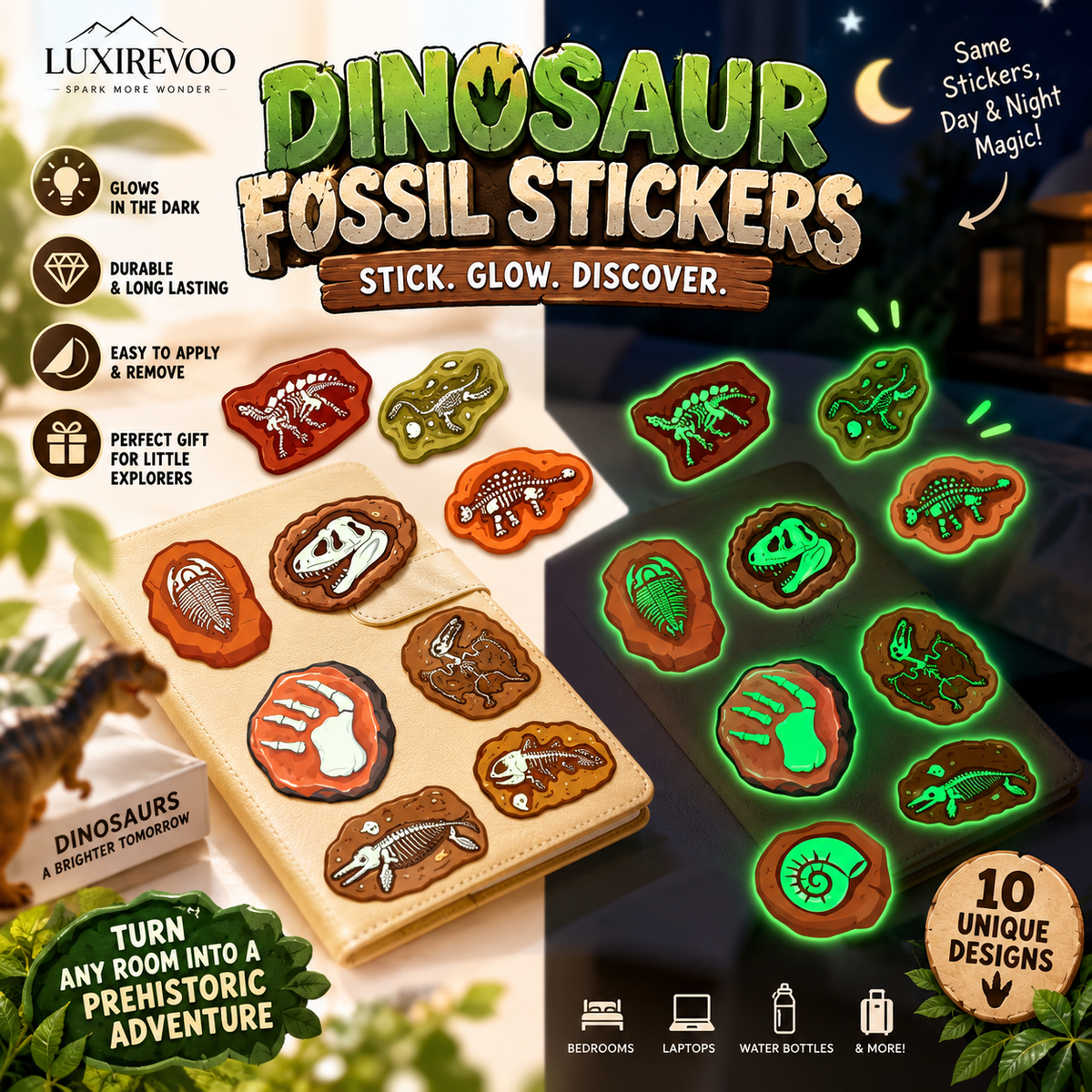 Luminous Dinosaur Stickers (20PCS)