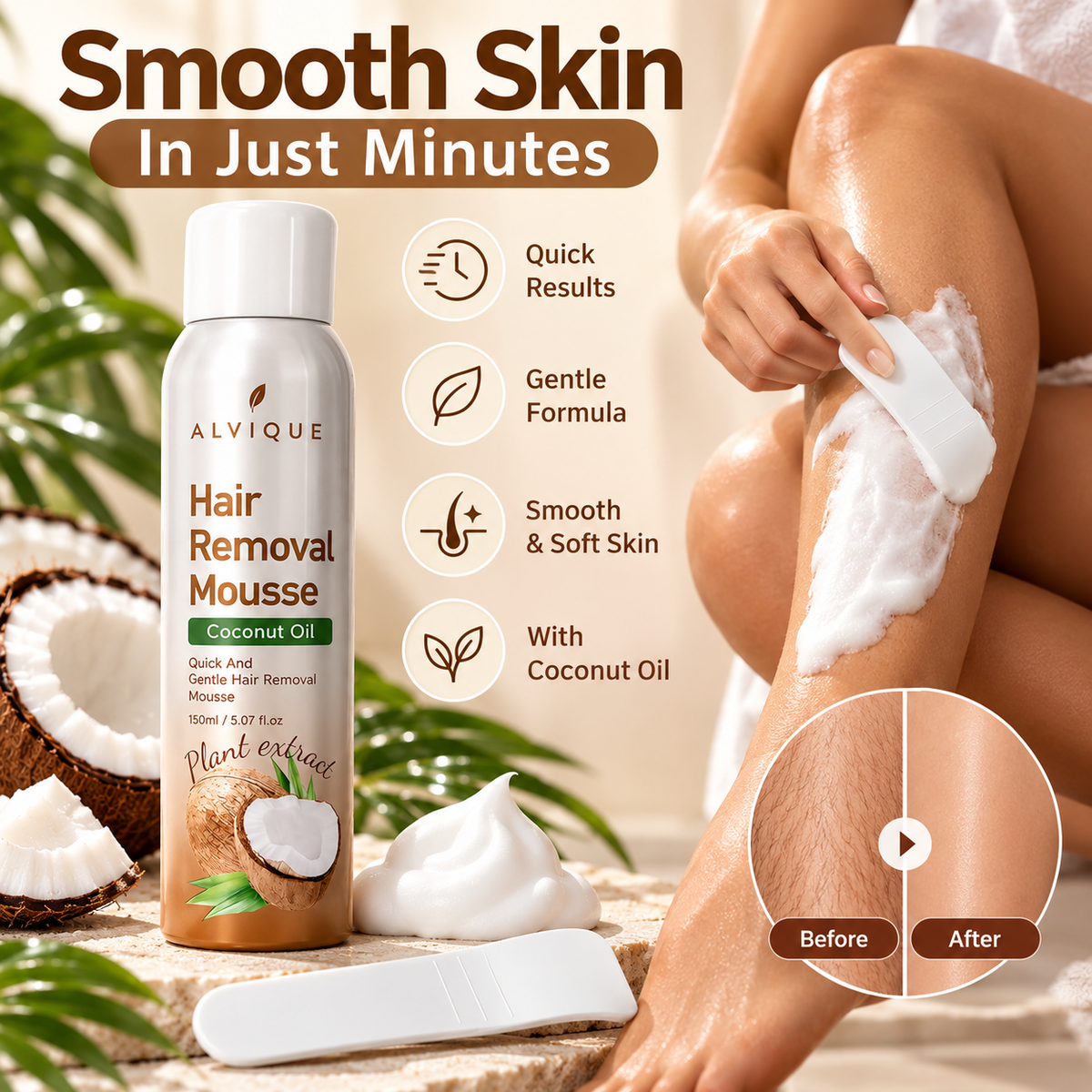 Alvique Coconut Hair Removal Mousse Kit