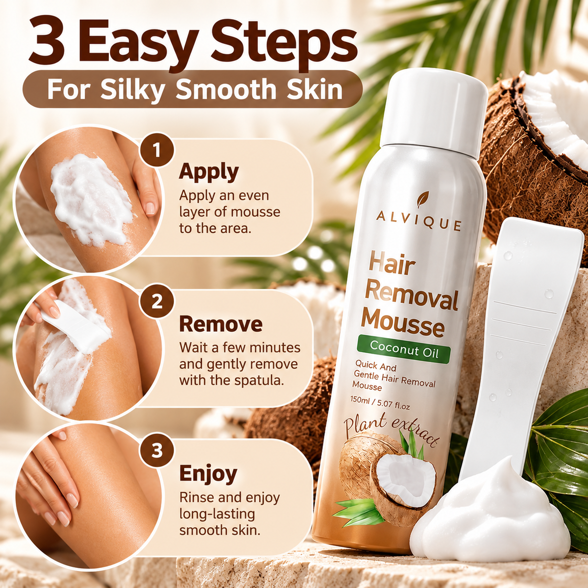 Alvique Coconut Hair Removal Mousse Kit