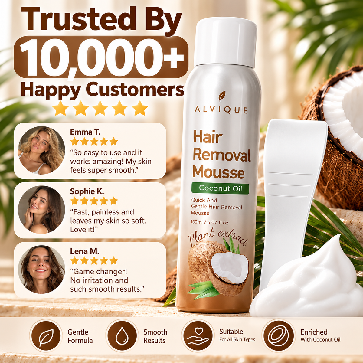 Alvique Coconut Hair Removal Mousse Kit